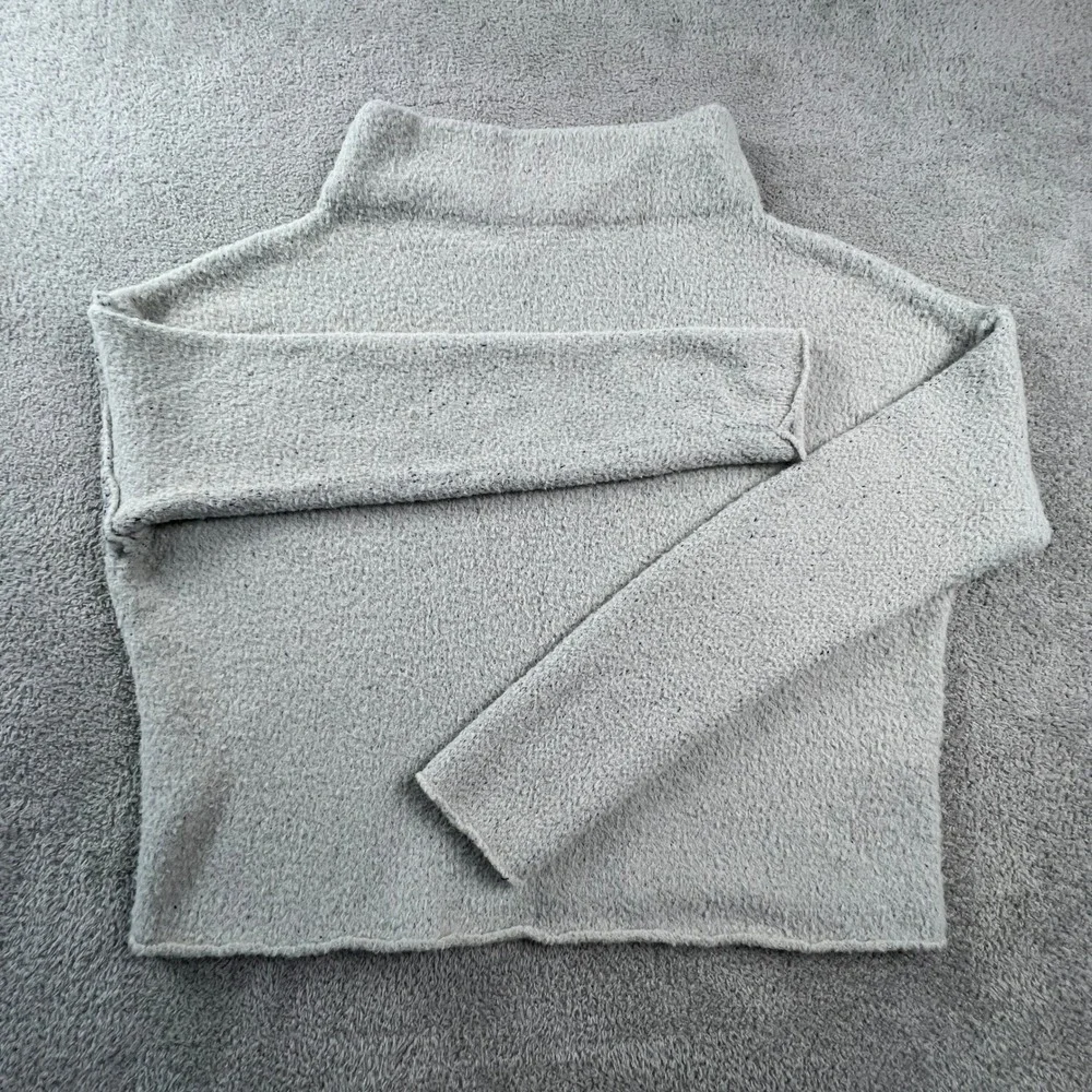 Free People Sweater Womens Small San Vicente Mock Neck Fuzzy Knit Grey Oversized - Picture 1 of 14